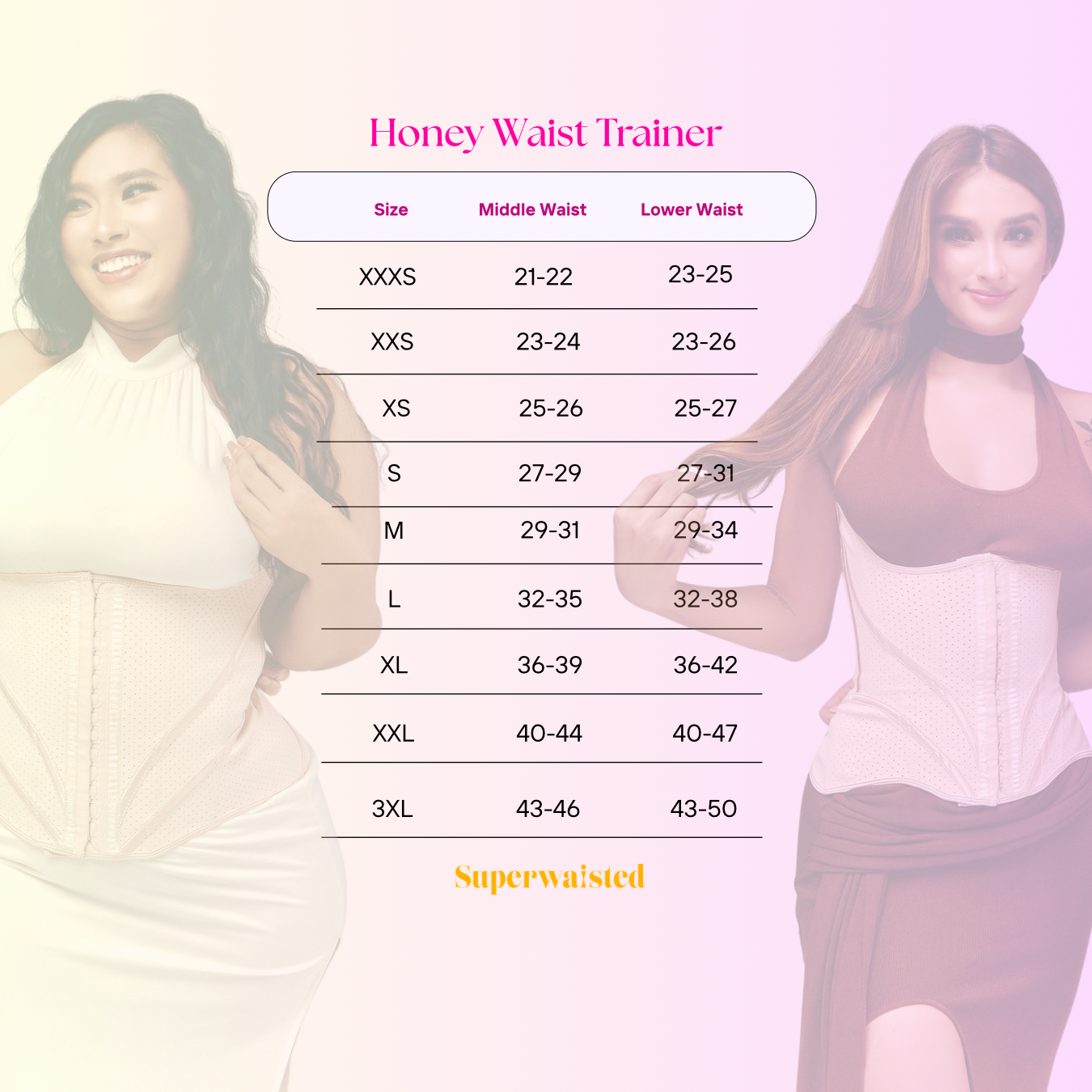 Honey Waist Trainer Size Chart